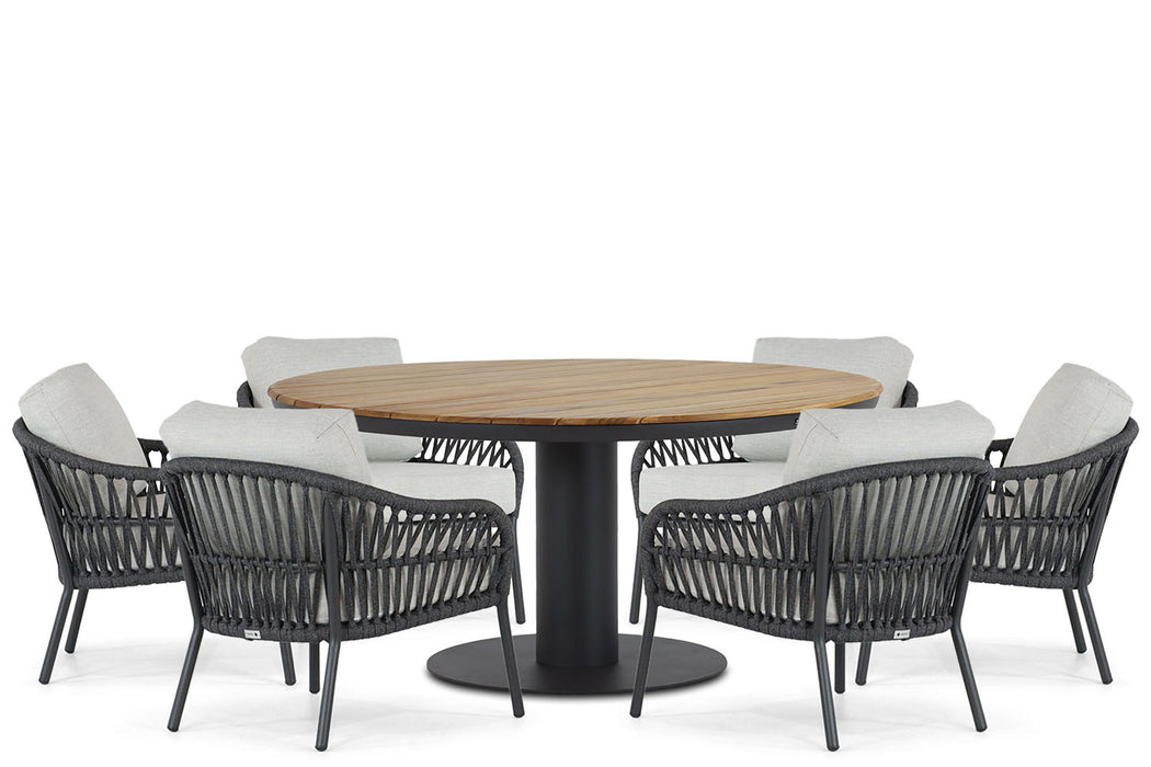 Coco Puerto/Salerno 160 cm low dining tuinset 7-delig - laag