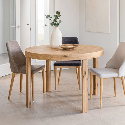 Kave Home Uitschuifbare Ronde Eettafel Colleen Eiken, 120-170 x 120cm - Naturel