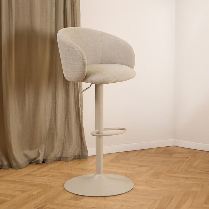Bendt Draaibare Barkruk Cristi Structuurstof - Beige (zithoogte 65-86cm) - ThatLyfeStyle