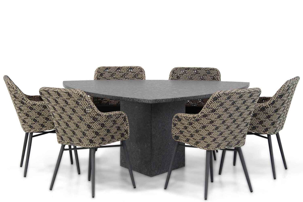 Lifestyle Crossway/Graniet 170 cm triangel dining tuinset 7-delig