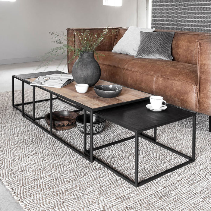 DTP Home Salontafel Cosmo Teakhout, Set van 3 stuks - Naturel