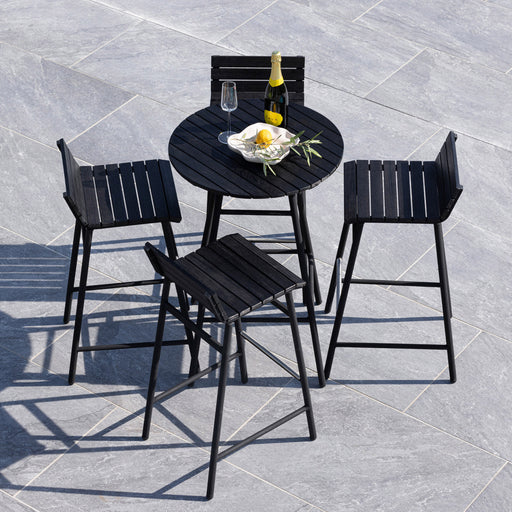 Nohr Outdoor Barset Larrisa Acaciahout - Zwart - Rond - ThatLyfeStyle