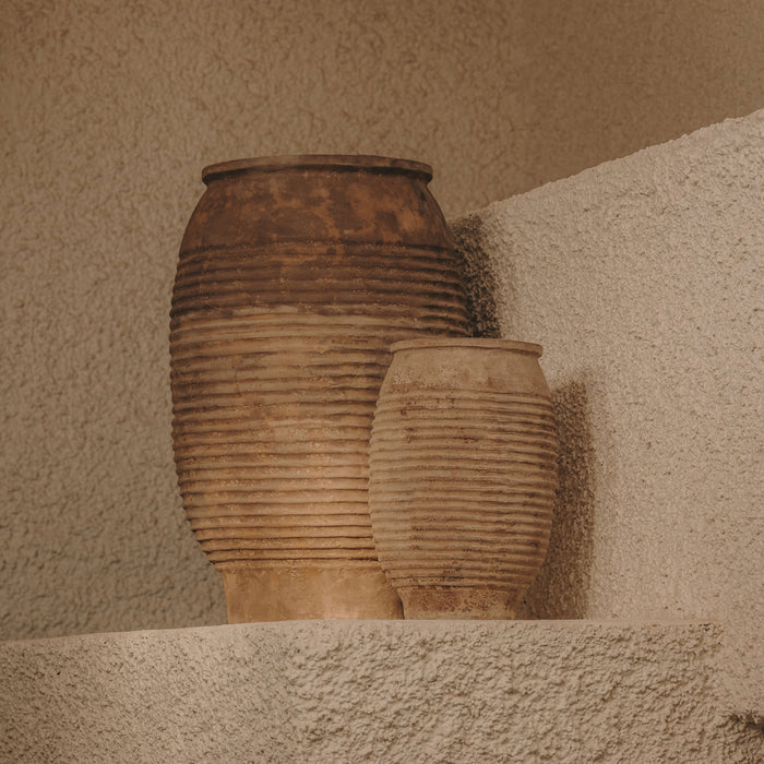 Kave Home Plantenpot Llonga Terracotta, Set van 2 stuks - Bruin - ThatLyfeStyle