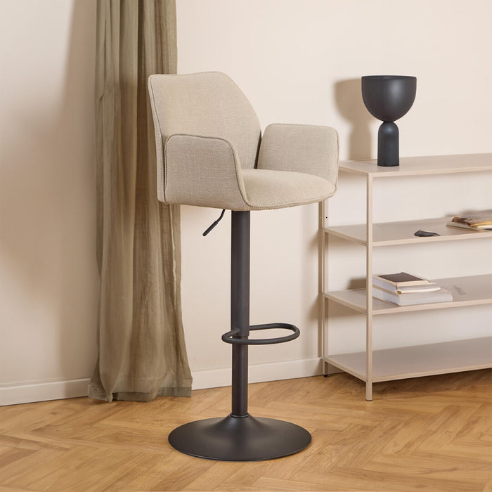 Bendt Draaibare Barkruk Dantrell Structuurstof - Beige (zithoogte 65-85cm) - ThatLyfeStyle