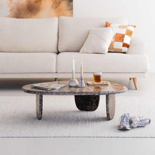 Eleonora Organische Salontafel Devin Marmer, 100 x 85cm - Bruin