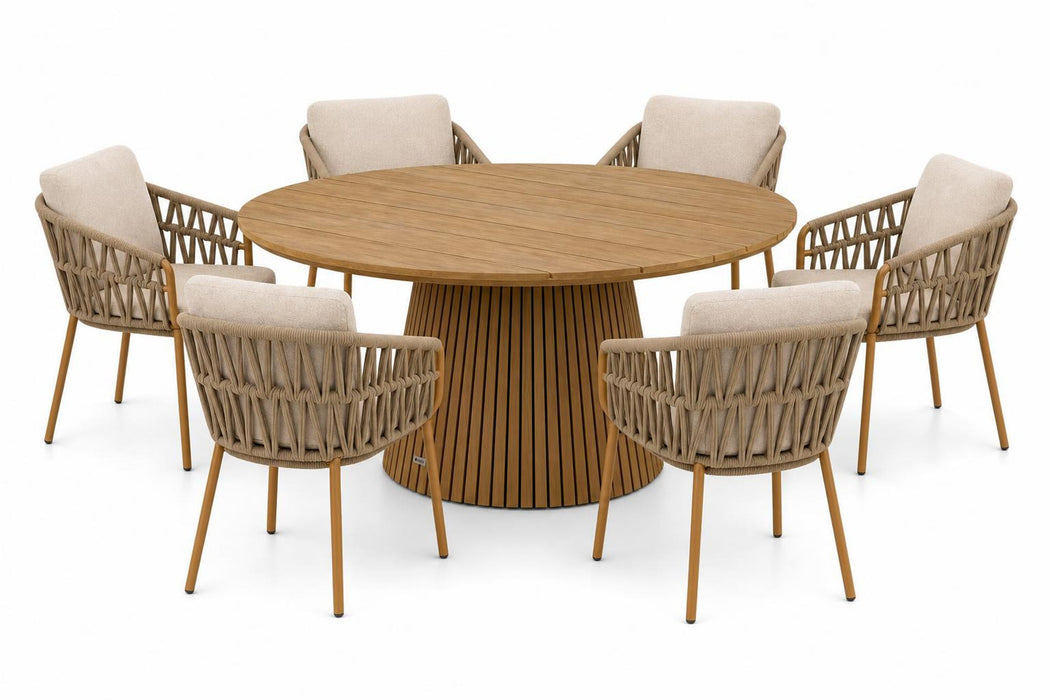 4 Seasons Outdoor Biarritz/Fungo 180 cm dining tuinset 7-delig