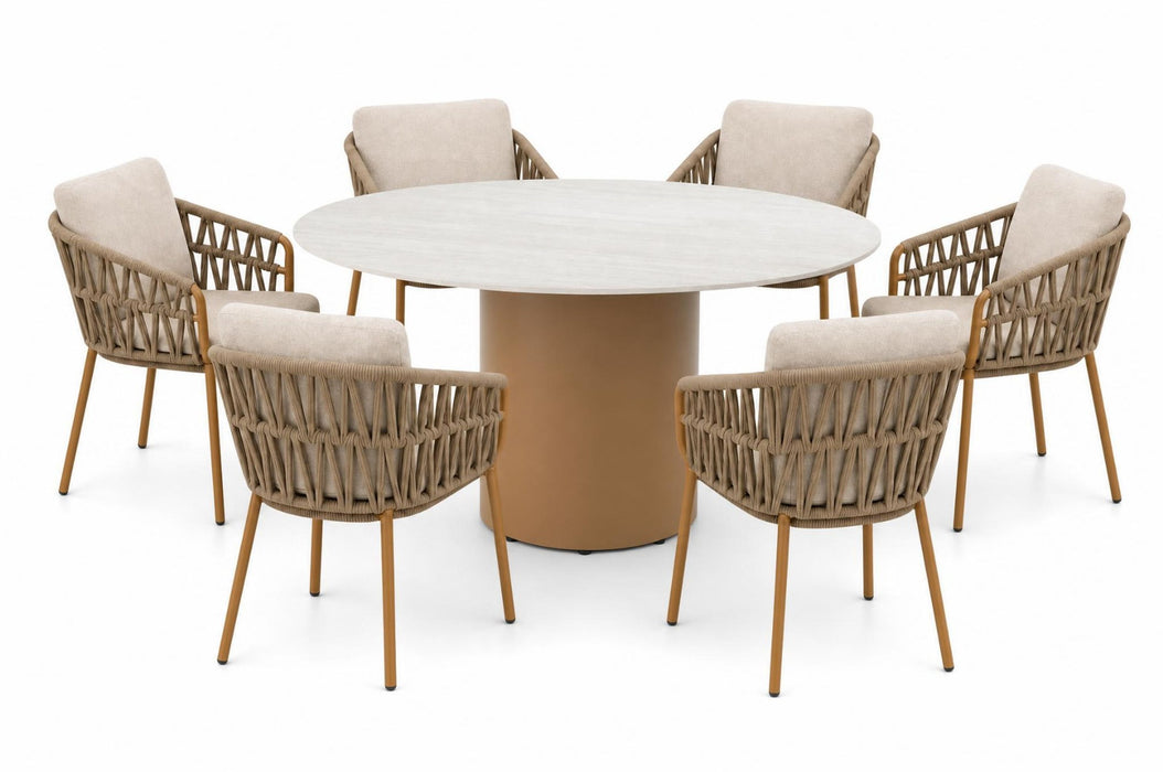 4 Seasons Outdoor Biarritz/Colorado 160 cm dining tuinset 7-delig