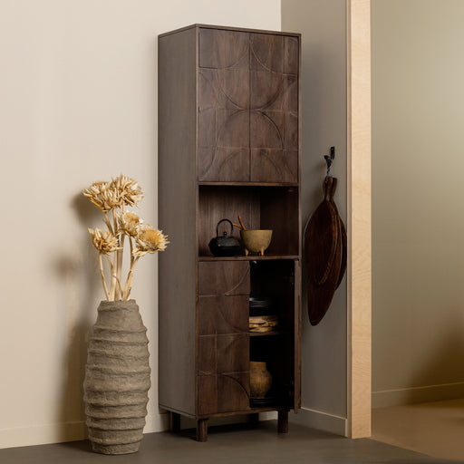 BePureHome Opbergkast Draw Mangohout, 200 x 60cm - Walnoot - Japandi