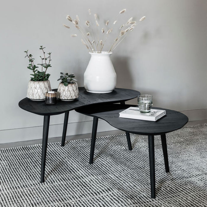 DTP Home Organische Salontafel Organus Teakhout, Set van 2 stuks - Zwart