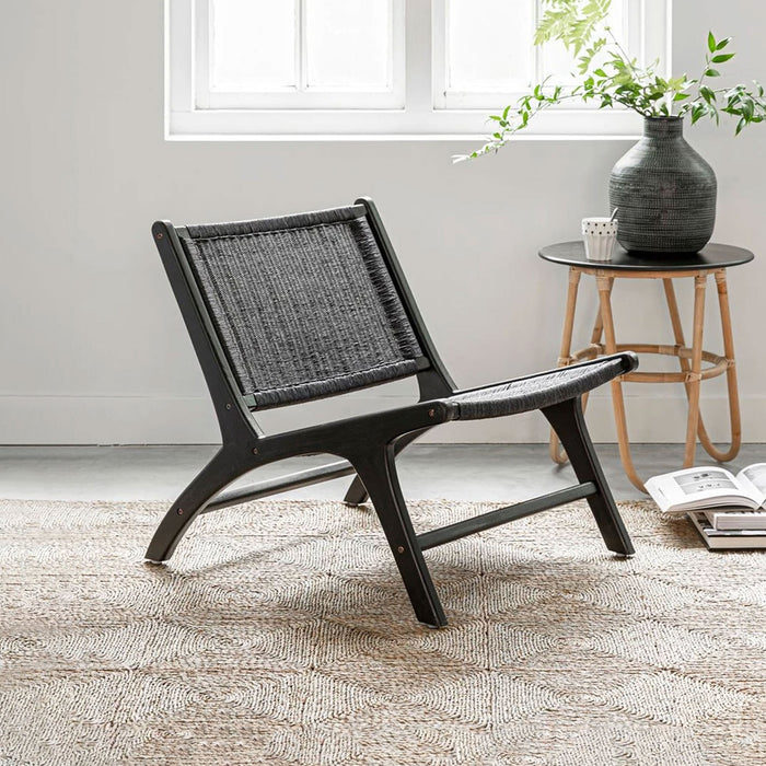 MUST Living Fauteuil Lazy Loom Teakhout - Zwart