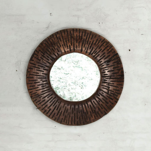 MUST Living Spiegel Cosmos Teakhout 60 cm Bruin Rond