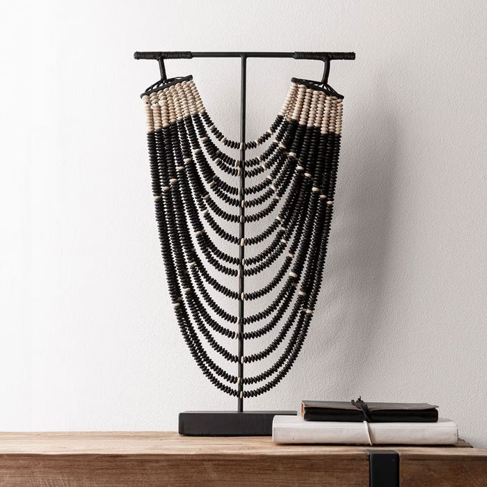 MUST Living Ornament Magic Black Houten kralen, 51cm hoog - Zwart