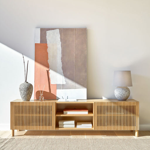 Kave Home TV-meubel Beyla Eiken, 180cm - Bruin - Japandi