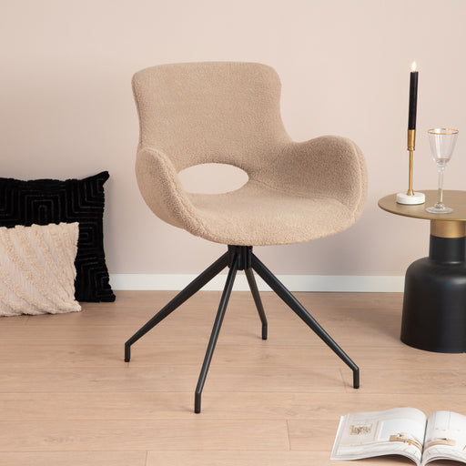 Tower Living Draaibare Eetkamerstoel Campo Teddy - Lichtbruin - ThatLyfeStyle