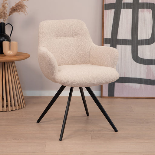 Sohome Draaibare Eetkamerstoel Aimée Bouclé - Beige - ThatLyfeStyle