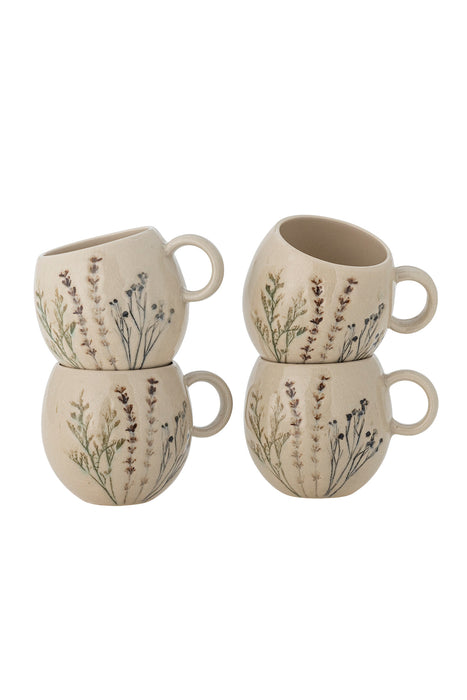 Bloomingville Mok Bea 9cm, Set van 4 stuks - Naturel