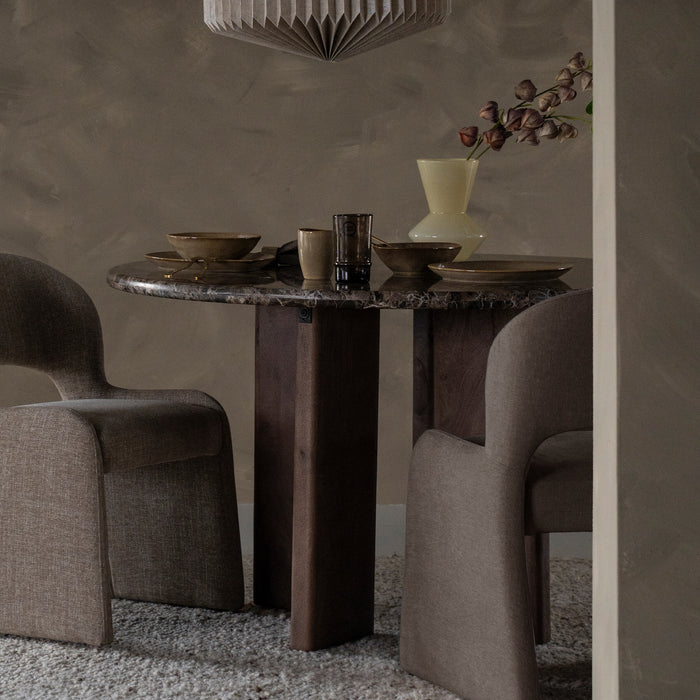 Eleonora Ronde Eettafel Lando Marmer en mangohout, 127 cm - Bruin