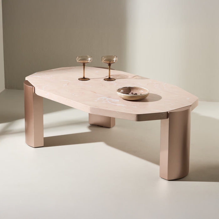 Nohr Organische Salontafel Ellen Marmerlook, 125 x 70cm - Roze