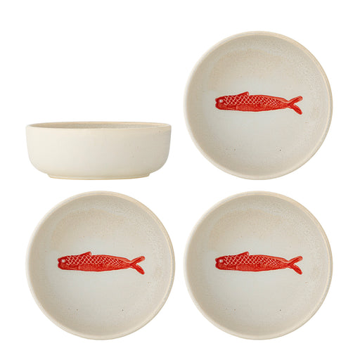 Bloomingville Schaal Hadden Vis, Set van 4 stuks - Rood - ThatLyfeStyle