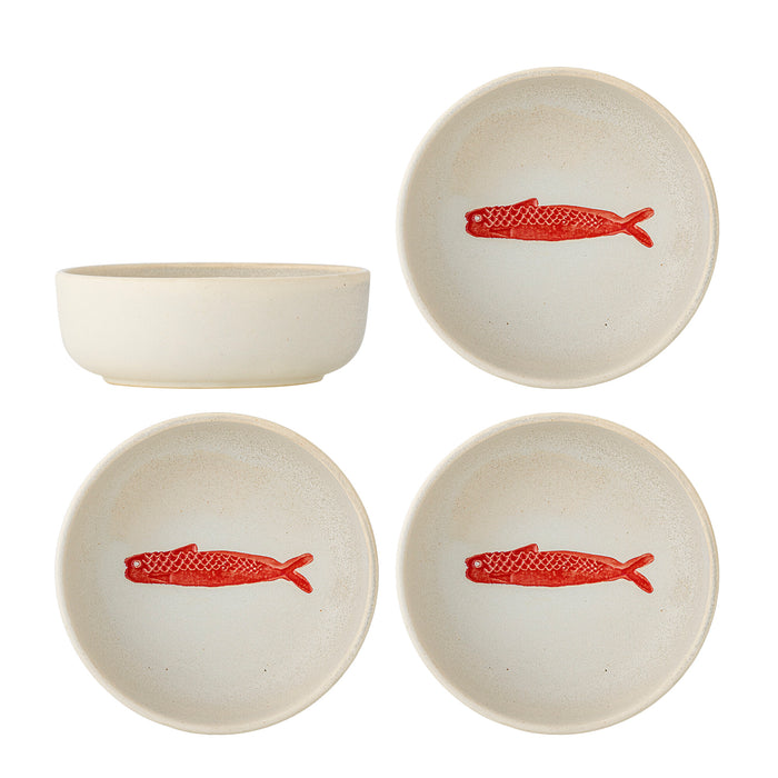 Bloomingville Schaal Hadden Vis, Set van 4 stuks - Rood