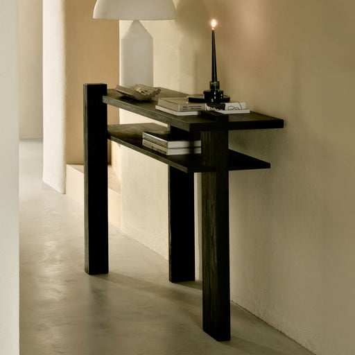 Ethnicraft Sidetable Abstract Gevernist Teakhout, 133cm - Zwart