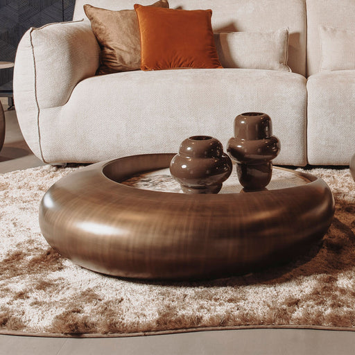 Tower Living Ronde Salontafel Castello Marmer-keramiek / brons, 100cm - Goud