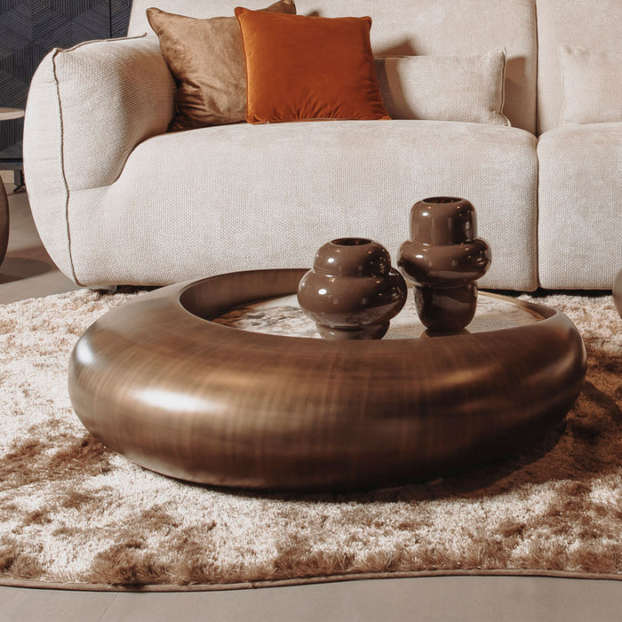 Tower Living Ronde Salontafel Castello Marmer-keramiek / brons, 100cm - Goud