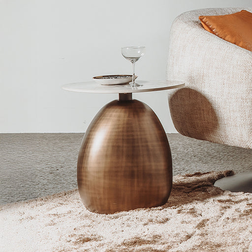 Tower Living Organische Bijzettafel Castello Marmer-keramiek / brons, 49 x 39cm - Goud