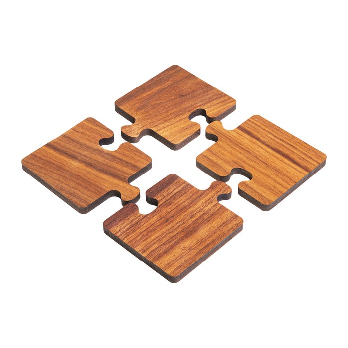 QUVIO Pannenonderzetters / Onderzetters glazen - Puzzel - Set van 4 - Hout