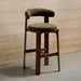 Kave Home Barkruk Granite Chenille en essenhout - Groen/Bruin (zithoogte 75cm)