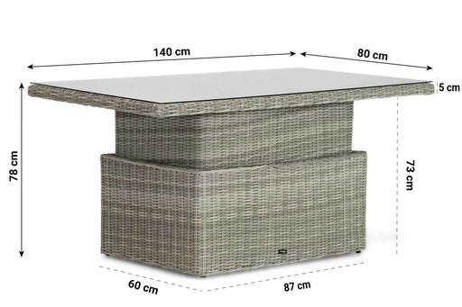 Garden Collections Hamilton loungetafel verstelbaar natural