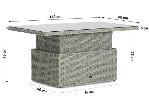 Garden Collections Hamilton loungetafel verstelbaar new grey