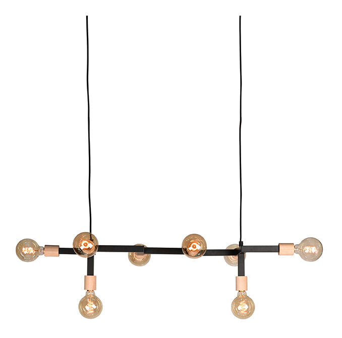 LABEL51 Hanglamp Loco, Metaal, 8 lamps - Zwart