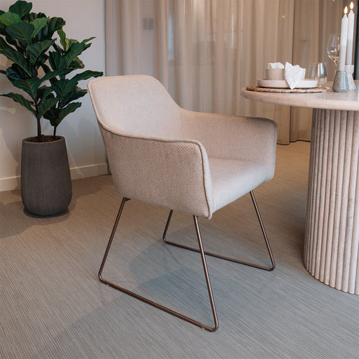Jesper Home Eetkamerstoel Hofu Slide Rose Gold - Wild Walnut - ThatLyfeStyle