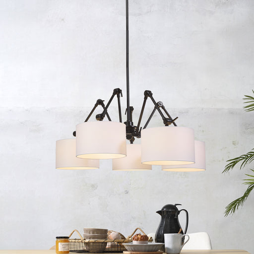 its about RoMi Hanglamp Amsterdam met stoffen kap, 5-lamps - Wit