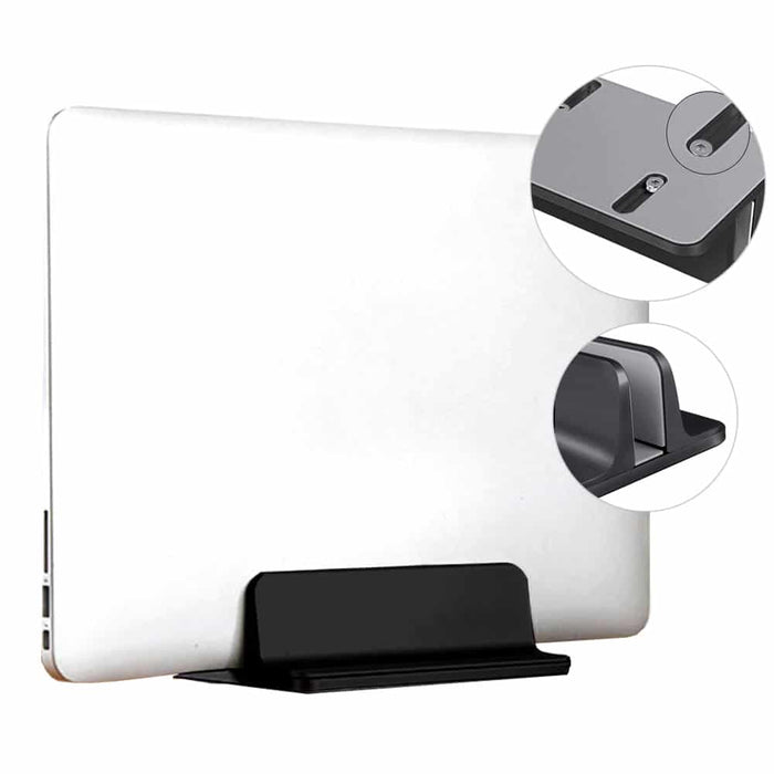 QUVIO Laptop standaard verticaal - Verstelbaar 1,4 tot 7,3 cm - Zwart
