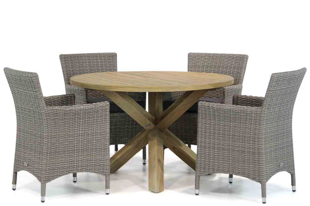 Garden Collections Dublin/Sand City 120 cm rond dining tuinset 5-delig