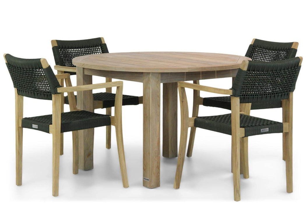 Lifestyle Dallas/Brighton 120 cm rond dining tuinset 5-delig - 8754