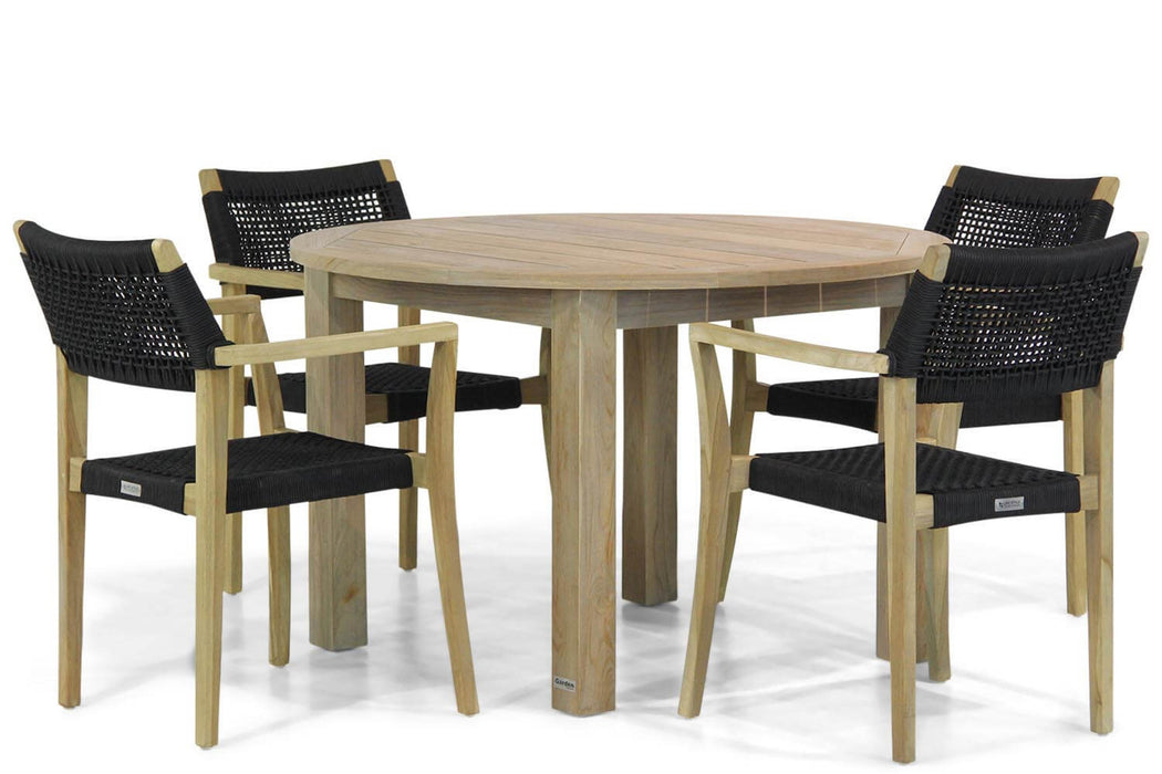 Lifestyle Dallas/Brighton 120 cm rond dining tuinset 5-delig - 8693