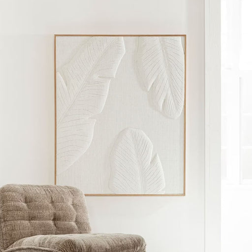 MUST Living Wanddecoratie Indian Bananenblad, 127 x 102cm - Wit