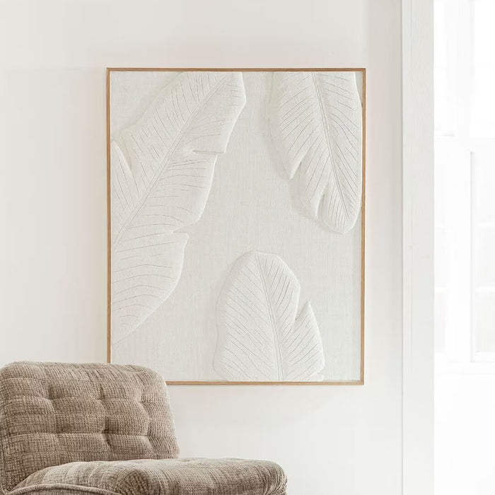 MUST Living Wanddecoratie Indian Bananenblad, 127 x 102cm - Wit