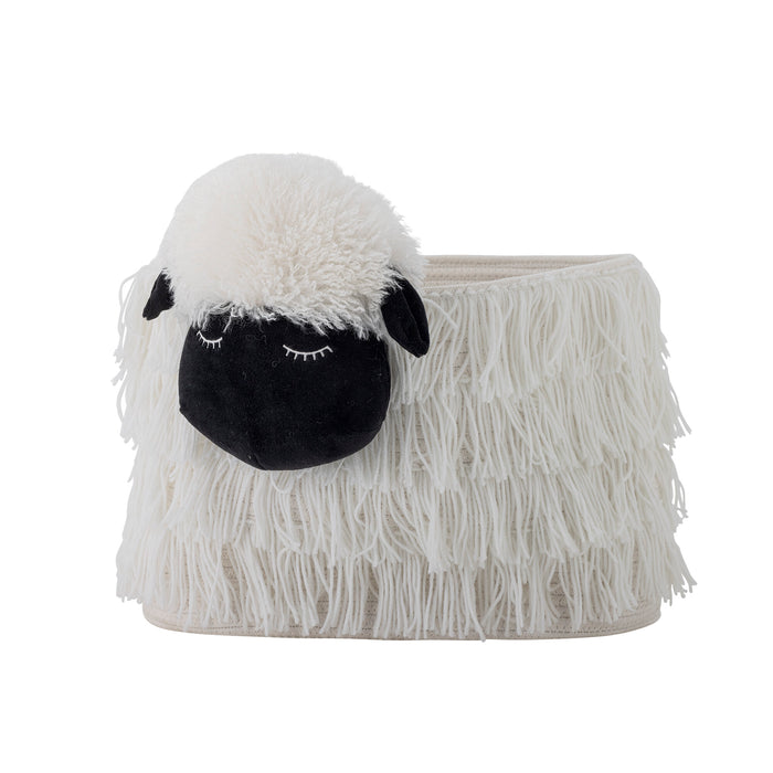 Bloomingville MINI Mand Dolly Schaap, 30cm hoog - Wit