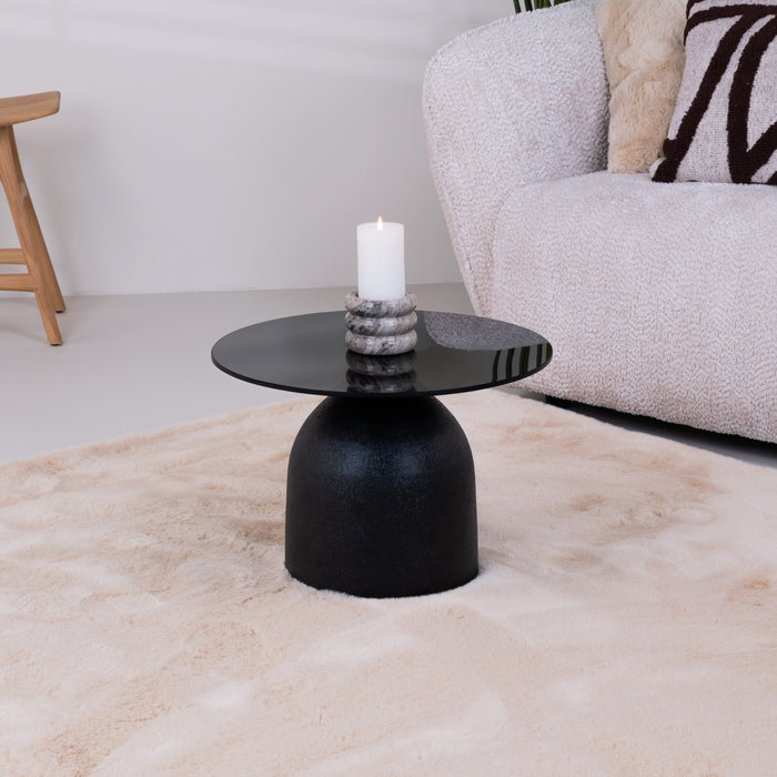 Sohome Ronde Bijzettafel Indira Glas en staal, 50cm - Zwart