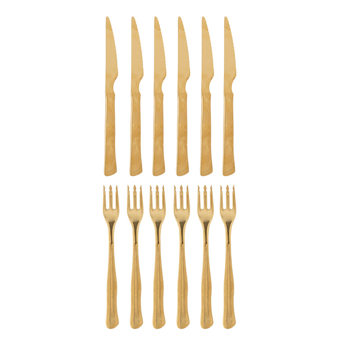 Bloomingville Bestek Ollin Steak Cutlery Set van 12 stuks - Goud