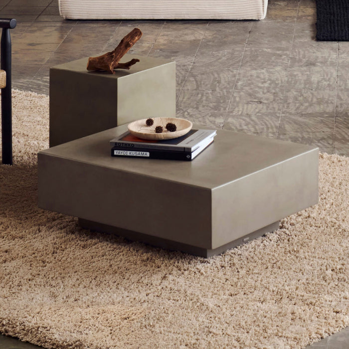 Kave Home Salontafel Rustella Cement, 80 x 60cm - Grijs - Vierkant - ThatLyfeStyle