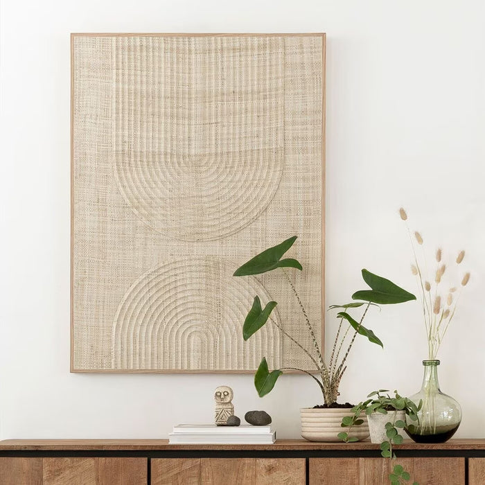 MUST Living Wanddecoratie Japanese Garden Palmblad, 127 x 102cm - Naturel
