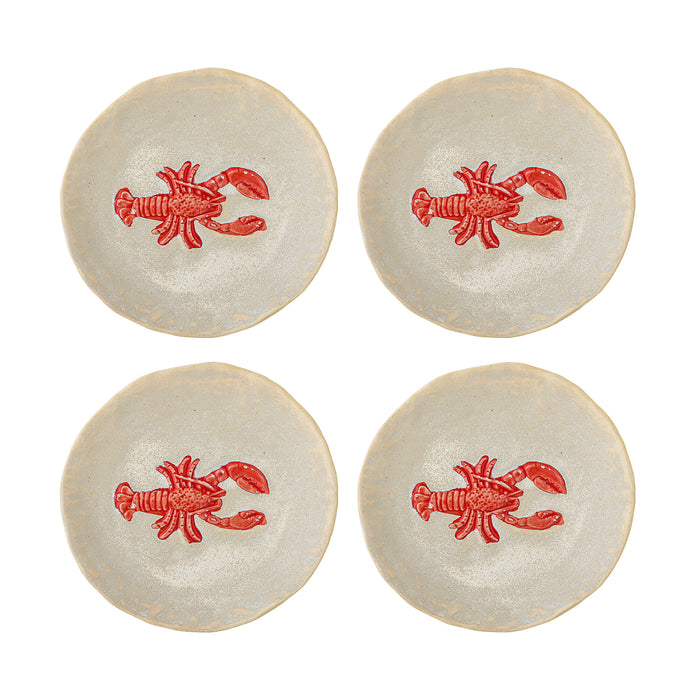 Bloomingville Bord Hadden Kreeft, Set van 4 stuks - Rood