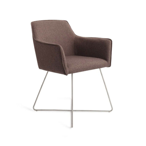 Jesper Home Eetkamerstoel Hofu Cross Steel - Potters Clay - ThatLyfeStyle