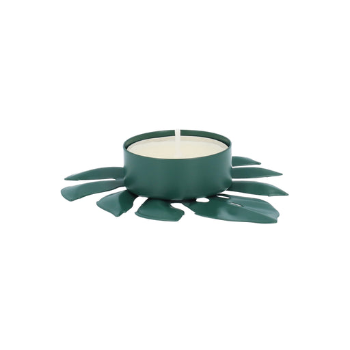 QUVIO Waxinelichthouder - Blad - 9 x 8 x 2 cm - Groen
