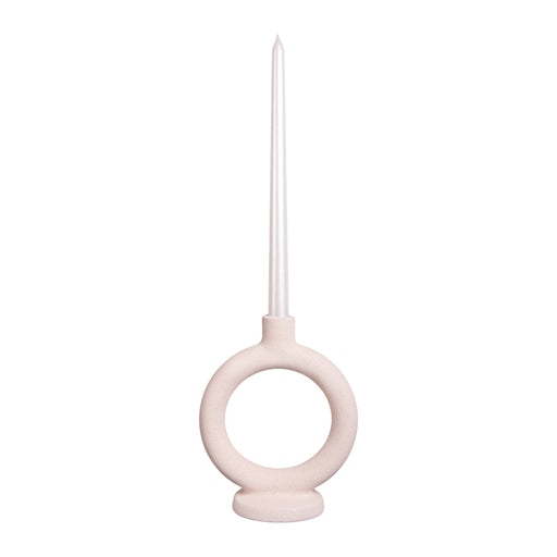 QUVIO Ronde kaarsenhouder - Rond - Keramiek - Gebroken wit - Groot